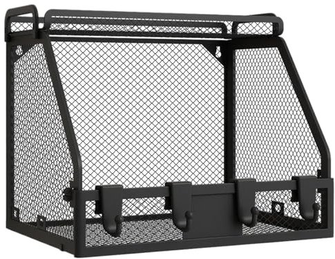 Frutero colgante y cesta para mostrador cocina con 4 ganchos, organizador de cocina encimera almacenamiento de cebolla y patatas, cesta de productos montada en la pared para almacenamien (Negro)