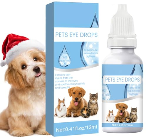 Myluatye Haustier Augentropfen 12ml,Augentropfen für Hunde,Katzen,Augenpflege,Lindert Juckreiz Und Irritationen,Trockenheit,Schwellungen,Tränenflecken