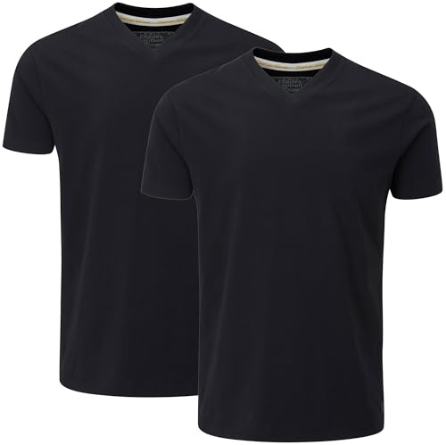 Charles Wilson Paquete 2 Camisetas Cuello Pico Lisas (L, Dark Navy (1024))