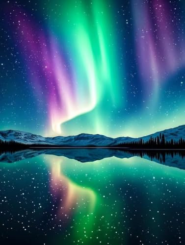 Malen Nach Zahlen Aurora Malen Nach Zahlen Erwachsene mit Rahmen Landschaft Paint by Numbers Mit 3 - Pinseln und Acrylfarbe Knitterfreie Leinwand Kreativ Set, Home Haus Deko Geschenke 100x135cm -w61G