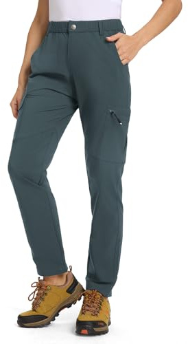 donhobo Pantalon de randonnée pour femme - Léger et respirant - Pantalon cargo - Déperlant - Séchage rapide - Stretch - Pantalon d'extérieur - Protection UV - Pantalon de trekking - Pantalon
