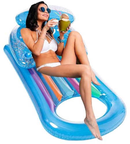 Aufblasbare Wasserliege – Schwimmende Hängematte | Spritzwassergeschützte Luftmatratze für See, Meer, Garten, Pool, Camping und Urlaub | Aufblasbarer Pool Float