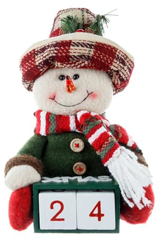 Figurine Père Noël bonhomme de neige en peluche compte à rebours Calendrier de Noël Festival Ornement avec deux chiffres carrés Décoration de table