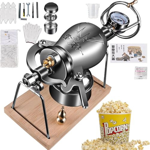 Máquina de Palomitas a presión Vintage para Hacer Palomitas y Calentar Comida con manómetro de precisión y Base para reuniones Familiares (300 ml)