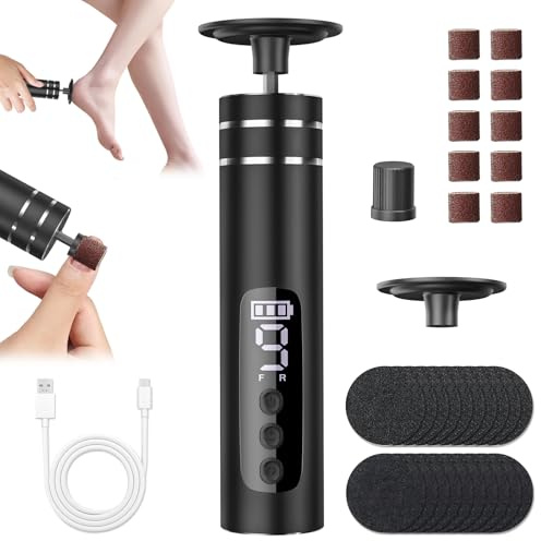 Kssvzz 2 en 1 Rapeuse Pieds Electrique, 9 Vitesses Rappe Pieds Pédicure avec Affichage, Ponceuse Pied avec Têtes de Ponçage Remplaçables pour Talons Fissurés, Callosités, Peau Morte (Noir)