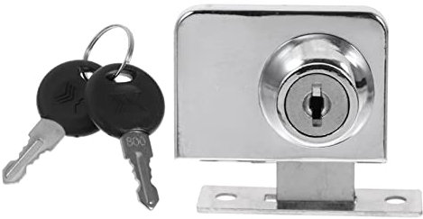 Homoyoyo Serrure pour Vitrine en Verre Argentée en Alliage de Zinc, Facile à Installer, Antivol, Double Porte Adaptée aux Portes de Bureau et Vitrines D'épaisseur 5-8mm