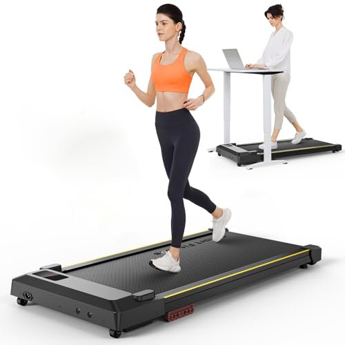 UREVO Smart Walking Pad, Kompaktes Leises Laufband Schreibtisch, mit Sechs-Punkt-Stoßdämpfung, Workout-App mit Track Insights und MIIT-Modus, Max. Belastung 136KG für Zuhause/Büro 2.5 PS