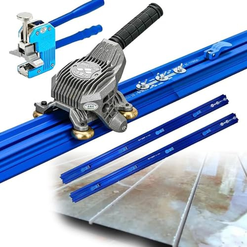 Tagliapiastrelle manuale – Tagliapiastrelle di grande formato con ventose integrate e coltello per piastrelle – Strumento manuale a doppia pista per un taglio efficiente delle piastrelle