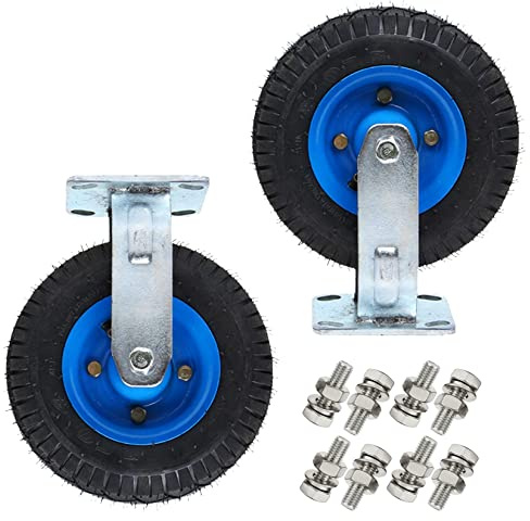 LWJSOCP Ruedas giratorias industriales de Alta Resistencia con Freno y Placa Superior, Capacidad de Carga de 200 kg, Goma neumática para carros Planos, Plataformas rodantes, Bancos de trab