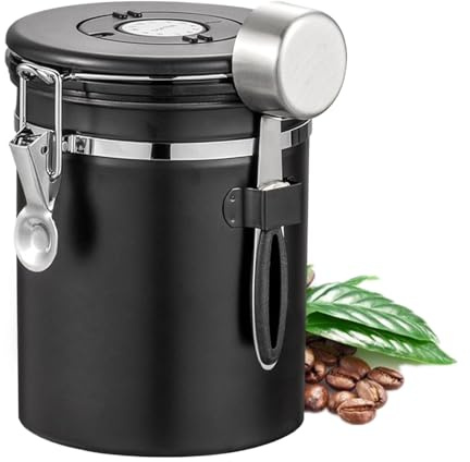 Générique Récipient de Stockage Café | Récipient Café avec Couvercle Hermétique, En Acier Inoxydable Avec Cuillère Doseuse Et Organisateur Alimentaire Pour Cuisine Restaurant Maison