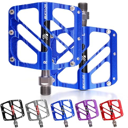 AEYINO Pédales plates de VTT - 3 roulements CNC - Pédales de vélo de course pour adultes - Plateforme de vélo large en alliage d'aluminium - Pédales antidérapantes pour gravelbike / VTT / BMX 9/16