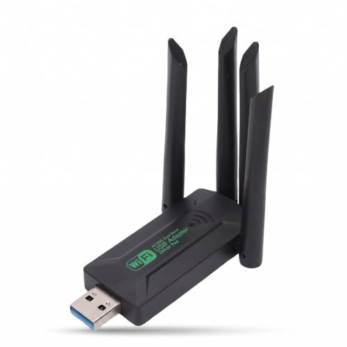 Bewinner Adaptador USB WiFi 6 de Doble Banda 1300Mbps, Dongle de Red Inalámbrica 2.4G 5GHz para PC de Escritorio Cifrado WPA3, Antena de Alta Ganancia para Transmisión de Juegos