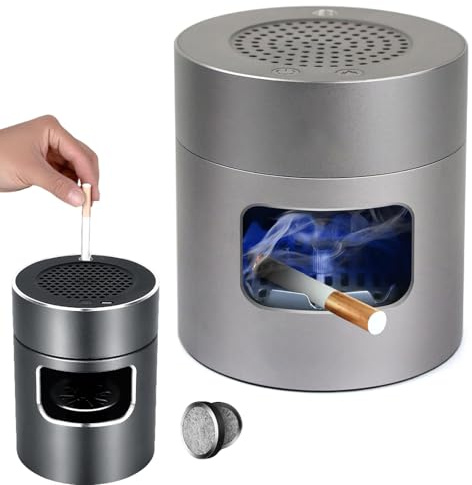Cendriers sans fumée, purificateur d'air multifonctionnel pour cigarettes, intérieur et extérieur, cendrier avec briquet, cendrier sans fumée rechargeable par USB, pour la maison et le bureau