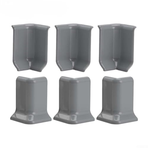 Oniissy Baseboard Corner Trim Blocks, For 5.4 Cm Height Wall Baseboards, Set Of 6, Inside And Outside Connectors, ABS Multiple Colors Modern Room Renovation(S Grey)