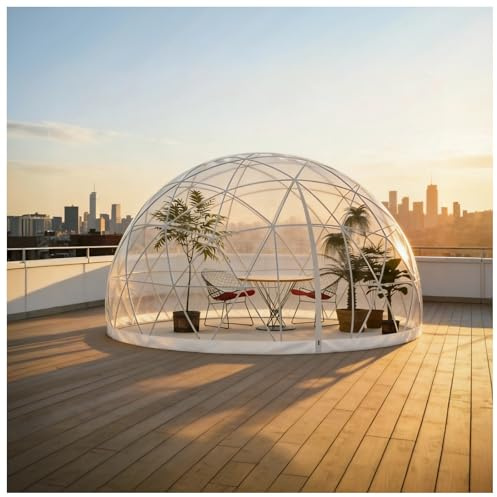 Coolpleasant Tenda Igloo per 5-8 Persone, 3.6x2.2m Serra da Giardino, Cupola Geodetica con Copertura in TPU Impermeabile e Finestre per Feste, Matrimoni, Natale all‘Aperto, Eventi