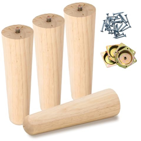 Treeboy Furniture Legs Set of 4 Wooden Leg 15cm for Sofa Table Bed Chair