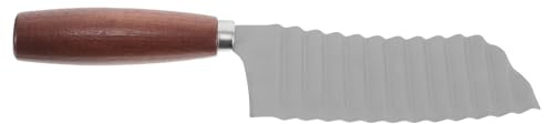 Veemoon Hachoir Ondulé en Acier Inoxydable avec Lame Crantée, Coupe-pommes de Terre pour Frites, Manche en Bois Ergonomique, Outil de Découpe Multifonction pour Légumes et Fruits,