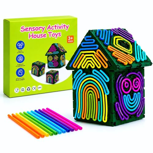 Cube Sensoriel Montessori 3D – Jeu de Motricité Fine avec 30 Cordons Colorés – Activité Sensorielle Enfant – Idéal TSA et TDAH