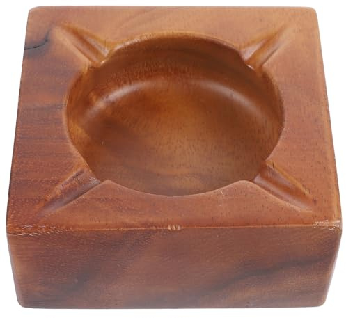 MALUGOGO Cenicero de Mesa Grande de Madera Vintage, Portátil y Decorativo para Hogar y Oficina, Diseño Compacto y Ligero para Sala de Estar, Cenicero Funcional y Elegante de Madera