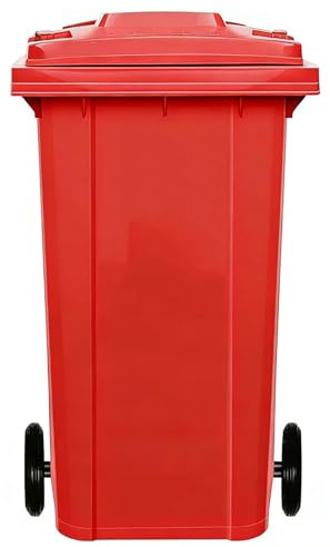 Vyntyra Contenedor de Basura Reciclables de Colores con Ruedas y Mango Antideslizantes,con ruedas de goma silenciosas para recogida diferenciada(Red,120L)