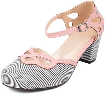 Generico 2026 Scarpe Tradizionali con Tacco Scarpe da Ballo Grosse Scarpe da Sposa Scarpe da Ballo con Tacco a Blocco Ballerine Scarpe Eleganti con Tacco e Fibbia