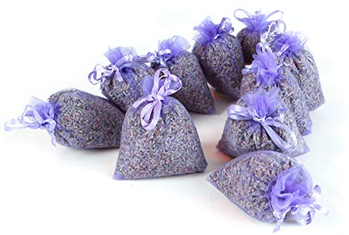 Quertee 10 Bio Lavendel Lavendelsäckchen für den Kleiderschrank: Natürliche Bio Lavendel Duftsäckchen – Mottenschutz und erfrischender Raumduft - 100 g