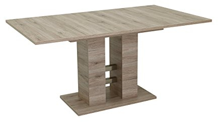 Hela Tische, Säulentisch Kulissentisch Helena, Holzwerkstoff melaminbeschichtet, Dekor San Remo Eiche, ausziehbar mit Synchronauszug 140-220x90cm