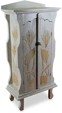 livasia Small double door cabinet from Bali, bathroom, bedroom, living room or hallway cupboard, handmade (white)
