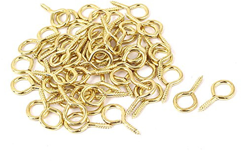 sourcing map 50Stk. 0.09x 0.87 Schraube Ösenhaken Selbstschneidend Schrauben einschrauben Aufhänger Augenform Ringhaken Golden