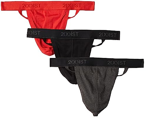 2 (x) ist) ÄR Herr Essential Cotton Y-Back Tanga 3-pack, Svart/antracit Heather/vallmo, M