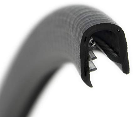 SMI-Kantenschutzprofil KS-S4-6S für 4-6mm PVC mit Stahleinlage Schwarz selbstklemmend ohne Kleber - Kantenschutz, Kederprofil, Kantenprofil, Kantenschutzleiste für Autotüren, Bleche (3 m)