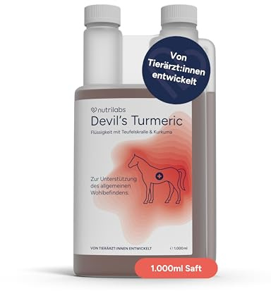 NutriLabs Devil's Turmeric Bewegungssaft für Pferde 1 L - mit Gelbwurz- & Teufelskrallen-Extrakt - Teufelskralle Pferd - Nahrungsergänzungsmittel