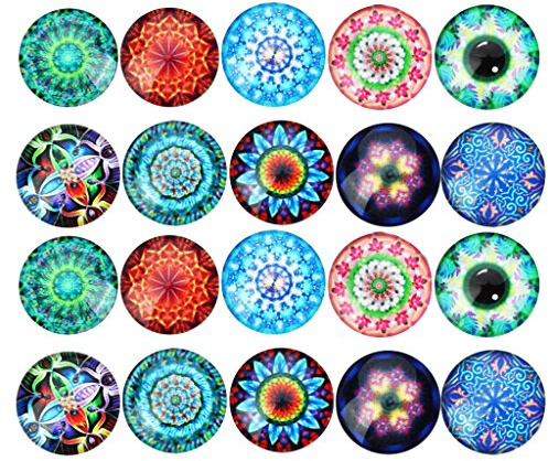 Fenteer Gedruckt Halbrund Kuppel Glascabochons Glasnuggets Glassteine Muggelsteine Mosaiksteine Tischdeko, Multi, 18mm