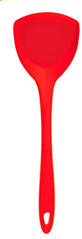 Kochblume Pfannenschaufel | Premium-Silikon & BPA frei| Hitzebeständig | Spülmaschinenfest | 36cm | Farbe: rot