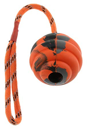 Perfeclan Schleuderball Wurfball Hundeball mit Wurfschlaufe für Hunde und Hündchen, Orange