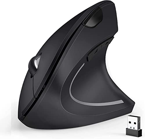 BeWishes Ergonomic Mouse, 2.4G Optical Wireless Vertical Mouse with 6 Buttons - 3 Adjustable DPI 800/1200/1600 for Laptop, PC, Computer, Desktop, Notebook etc