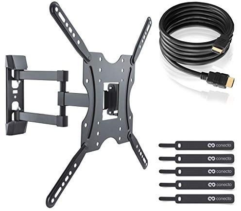 TV Wandhalterung für 32-55 Zoll (ca. 81-140cm) Flach & Curved LCD LED OLED Fernseher & TFT Monitor | Schwenkbar Neigbar Ausziehbar | Wand Halter Fernseher Halterung | VESA 200x200-400x400 | Schwarz