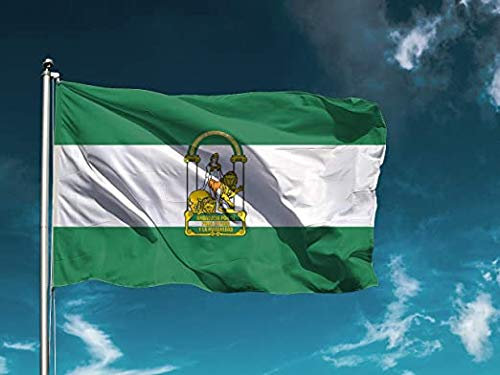 Oedim Pack 5 Banderas de Andalucía 85x150cm | Reforzada y con Pespuntes | Bandera de Andalucía con 2 Ojales Metálicos y Resistente al Agua