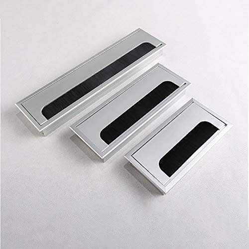 Pasacables de metal mate/negro, 4 tamaños, con junta de cepillo, para PC/escritorio/familia