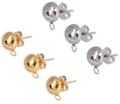 UNICRAFTALE 40pz (20pairs) Risultati degli Orecchini A Bottone in Acciaio Inossidabile, Orecchini A Mezzo con Anello (Perno 0.8mm), Orecchini A Bottone in Oro Dorato E Acciaio Inossidabile