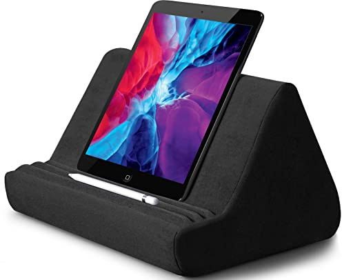 Weiches Tablet-Ständerkissen mit Tasche, Tablet-Kissen mit 3 Betrachtungswinkeln, Lazy Holder Stand für Bett, Sofa, kompatibel mit iPads, Tablets, Kindle,Galaxy Tab eReadern, Smartphones(schwarz)