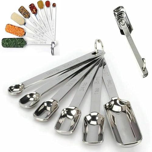 Buy-Simplicity® Shovel Spoon Set 6Pcs Stainless Steel Measuring Spoons Narrow Measuring Teaspoon Set Measuring Scale Cup Dry Liquid Spice Sugar Coffee Kitchen