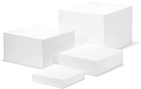 Kcgani Weißer Acryl-Würfel-Cupcake-Dessertständer, 5 Seiten, Stapelbare Boxen, Quadratische Tischdekoration, Aufbewahrungsboxen für Partys, Hochzeiten, Outdoor-Events Display