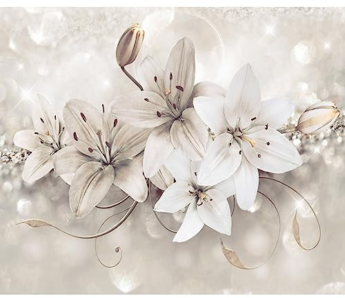 murando - Fototapete Premium-Vlies Blumen Lilien, 350x256 cm, Schlafzimmer | Premium-Vliesstoff, Full HD Druck, hochwertige Verarbeitung fürs Wohnzimmer, schnelle Montage, lichtbeständig, geruchsfrei