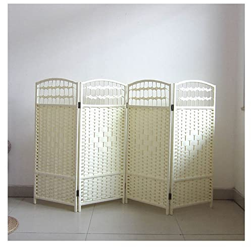 Rattan Kinderzimmer Trennwand, Faltbarer Zaun Dekorative Paravents Für Kinder Mobiler Bereich Ecke Kleiner Bildschirm Trennwand (Farbe : Beige-4 Panel, Größe : 80x160cm)
