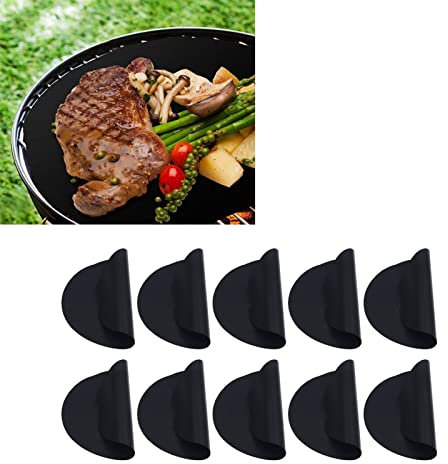 Tissting Tapis de Gril Rond, Tapis de Cuisson réutilisable Lavable résistant à la Chaleur en téflon antiadhésif, Lot de 10 pièces pour Barbecue gaz Charbon de Bois électrique et Four