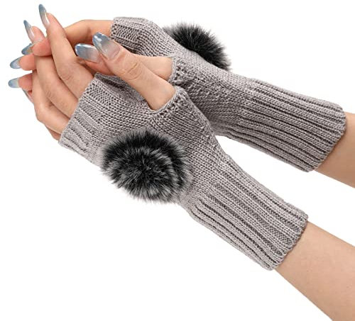 HANXIULIN Armwärmer Sleeves Halb Fingerhandschuhe Armwärmer Handschuhe Langarm Fäustlinge Handschuhe Stricken Armwärmer Warm Winter Büro Handschuhe