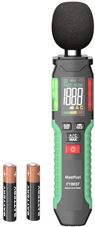 Schallpegelmesser Digitaler, Dezibel-Meter 30-130 dB mit A/C gewichtet, Audio-Lärm-Messgerät, tragbares SPL-Messgerät mit LCD-Farbdisplay, Data Hold, MAX Hold, Taschenlampe, Home Office Factory