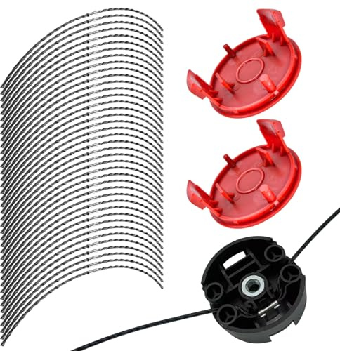 luolety Für Bosch F016800431 Trimmerfaden, Schneidfaden Rasentrimmer-Spulenfaden für AFS 23 bis 37 Freischneider, mit F016F04841 Spulenabdeckung, F016F04839 Basis, 37 cm × 3,5 mm (40 Fäden, 2