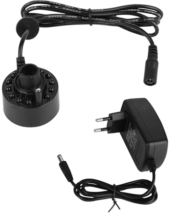 Nebulizzatore ad ultrasuoni, Mini Macchina del Fumo con 12 luci LED Fogger Silenzioso Atomizzatore 24V Nebulizzatore per stagni, acquari, zucche di Halloween e vasi di Streghe, Prese in Stile Europeo